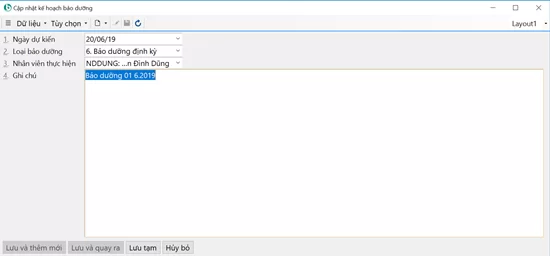 Kế hoạch bảo dưỡng